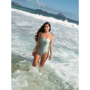 NEW KADIMAH shailee ruched one piece in seafoam